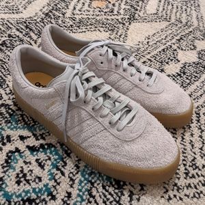 Light grey suede Adidas Samba shoes
